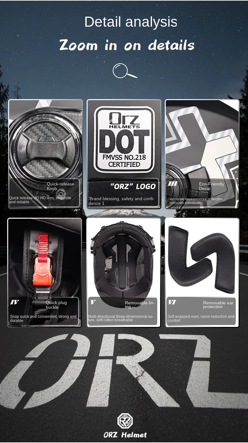 ORZ Motorcycle Helmet Half Face Double Lens Moto Four Seasons Men Women Street Fashion Helmet Capacete De Moto Safety
