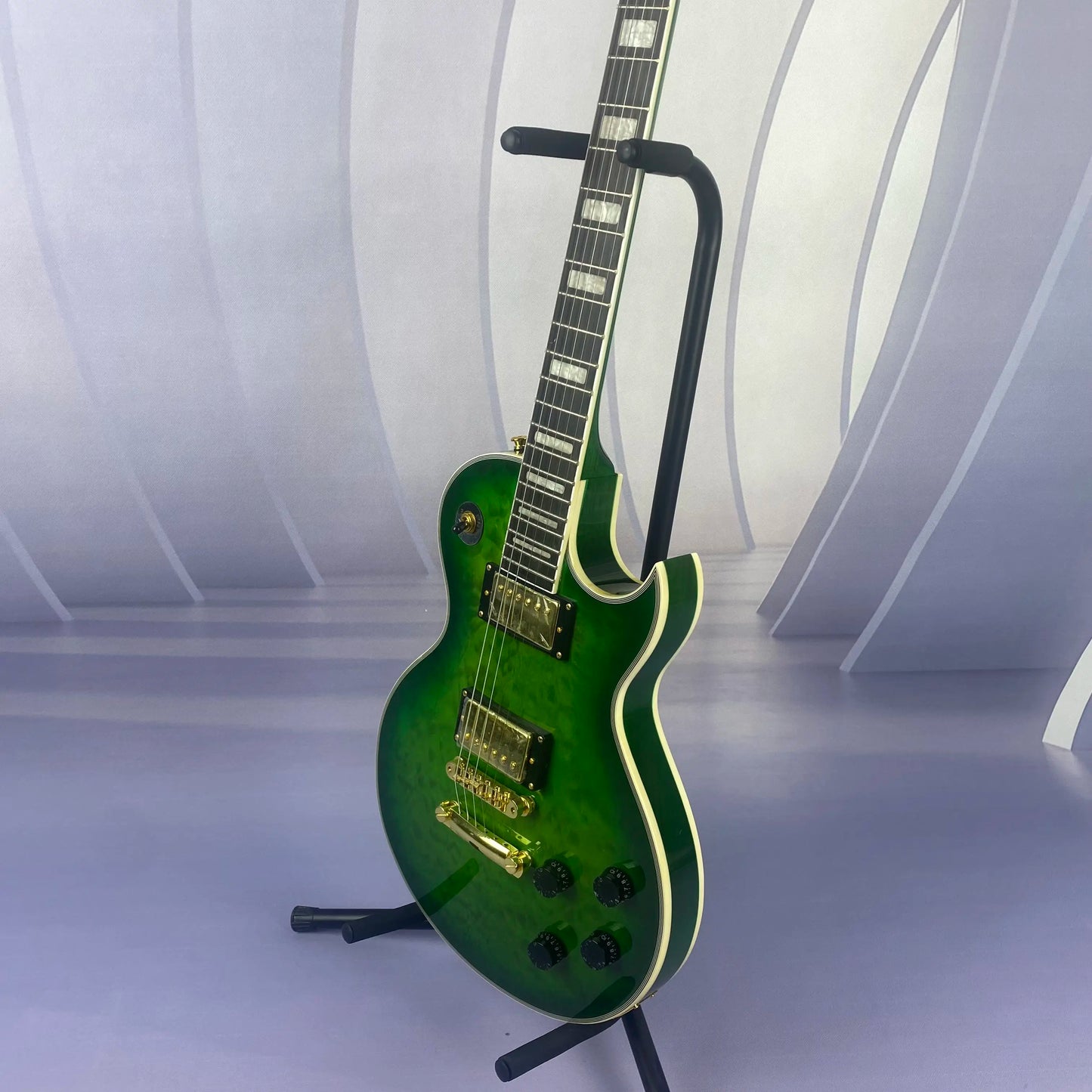 Shipped from the USA Brand New 6-String Green Big Flower Custom Electric Guitar
