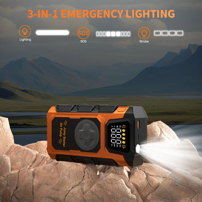 5000A Heavy-Duty Jump Starter With Air Compressor 12V Car Jumper Starter Portable Portable Pack With 150PSI Tire Inflator, All G
