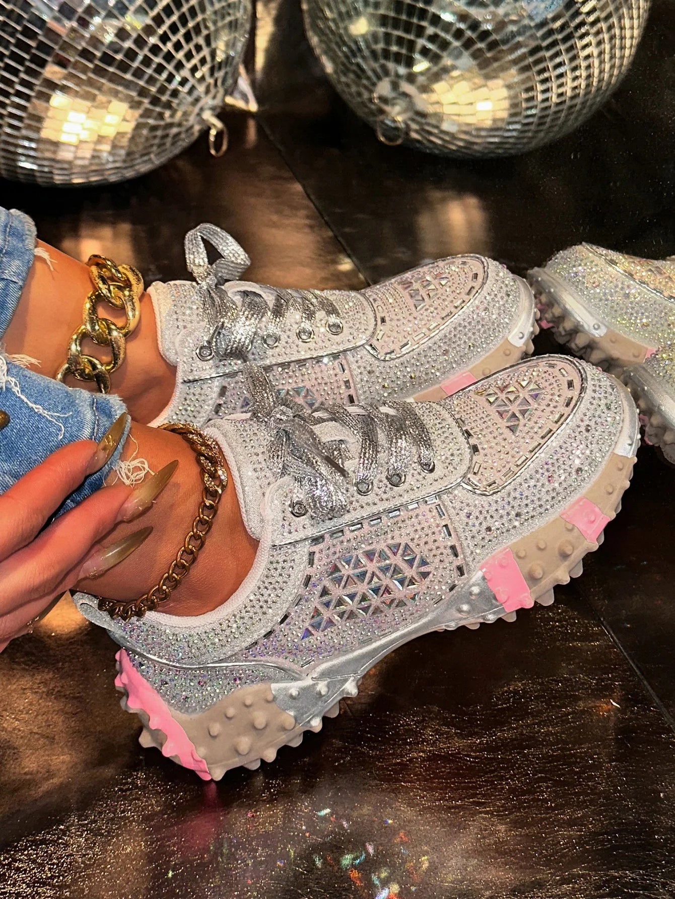 Women's Sport Shoes Crystal Sneakers Casual Flats Platform Shoes Woman 2025 Designer Brand Hiking Running Shoes Mujer