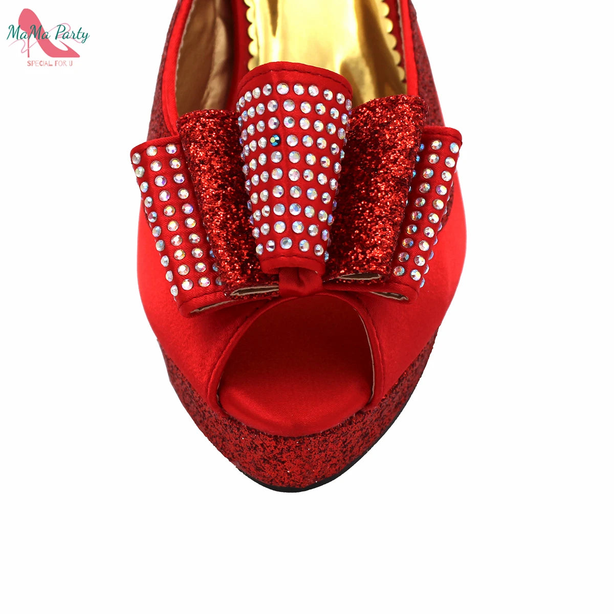 2025 Red Elegant Style Italian Women Shoes Matching Hand Bag Set  Slingbacks Sandals with Platform for Party