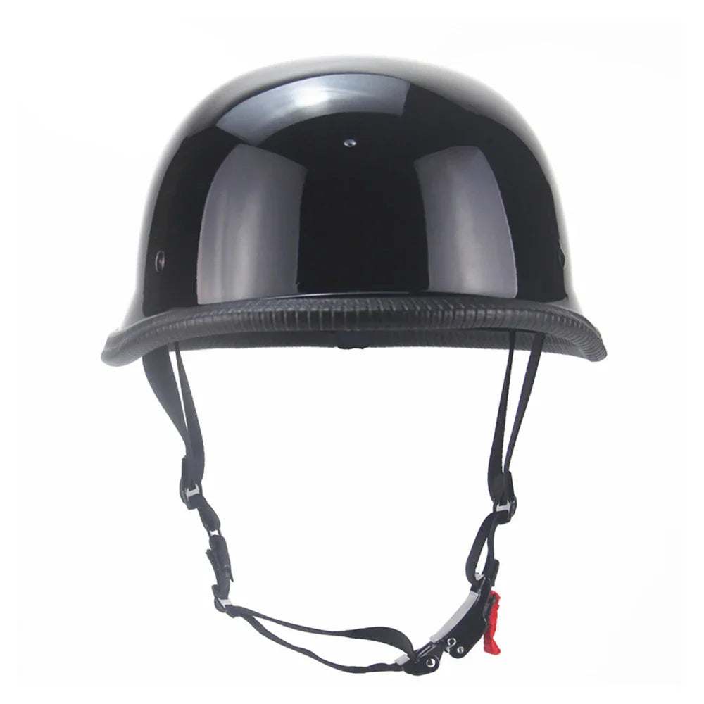 1PCS X M/L/XL/XXL Vintage Motorcycle Cruiser Helmet Half Face German Helmet Motorcycle Helmet Bright Black Car-styling DOT