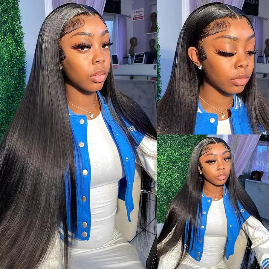 40 46 Inch 200 Density frontal Wig For Black Women Brazilian Wigs 13x6 Bone Straight HD Transparent Lace Front Human Hair Wigs