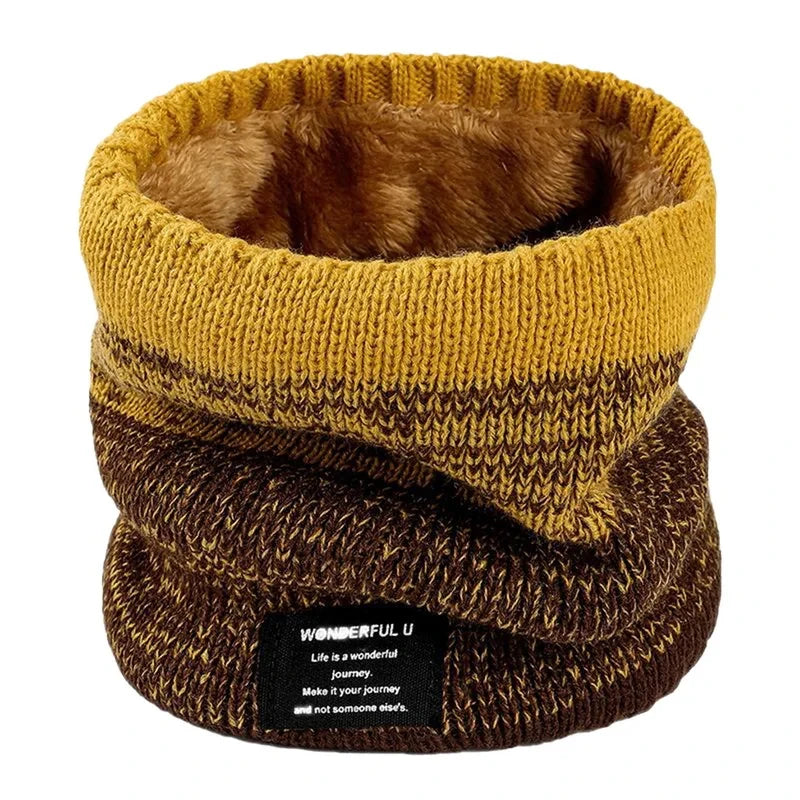 Winter Scarf for Men Fleece Ring Bandana Knitted Warm Solid Scarf Women Neck Warmer Thick Cashmere Hot Handkerchief Ski Mask