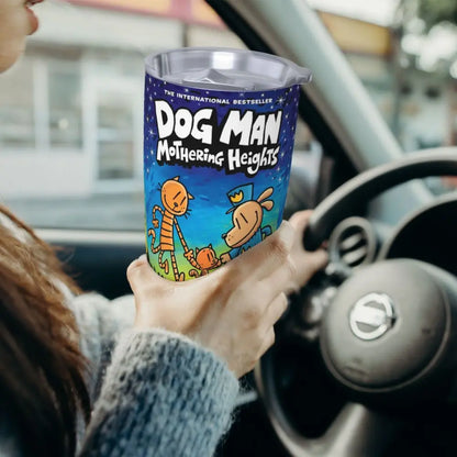 Dog Man Dogman Movie Comic Insulated Tumbler with Straws Cartoon Stainless Steel Thermal Mug Double Wall Car Bottle Cups, 20oz