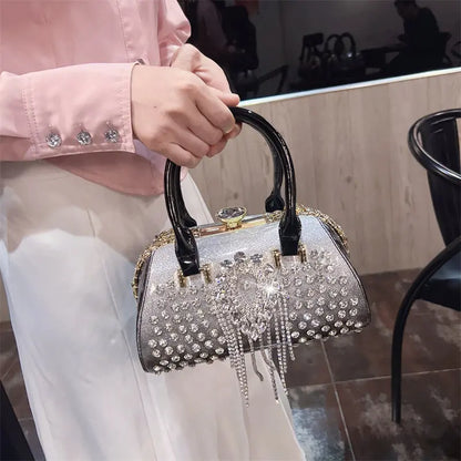 Fashion Diamonds Leather Women's Handbag Small Shoulder Cross-Body Bag New Elegant Evening Bag Portable Girls Party Dinner Bags