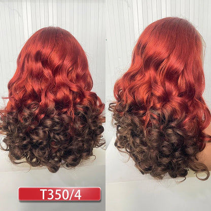 100% Vietnamese Hair Wigs Super Double Drawn Ombre Bouncy Body Wave 250 Density Highlight HD Lace Frontal Wigs Human Hair Genger