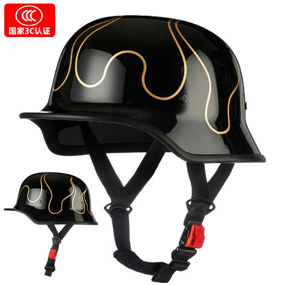 German Soldier Helmet Motorcycle for Harley Retro Half Helmet Motorcycle Helmet Summer 3C Certification Scoop Helmet Cruise Car
