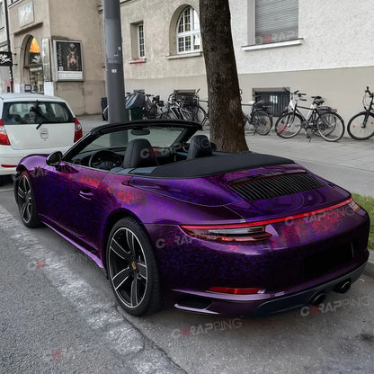 Car Vinyl Wrapping Carbon Fiber Foil Motorcycle Sticker Glossy PET Laser Purple Waterproof Vinyl Bubble-free for Car Film Cover