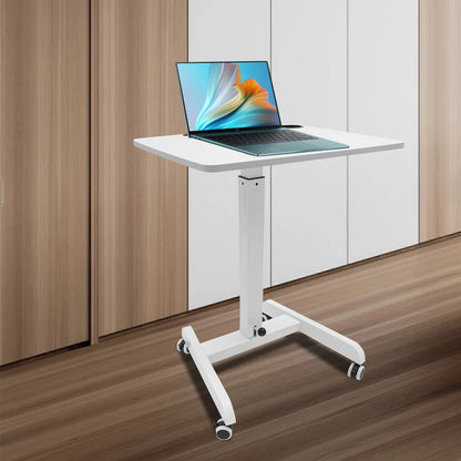 20.5*23.6*44.2in Standing Foot Pedal Lifting Table, Mobile Standing Table, Portable Podium with Wheels - White