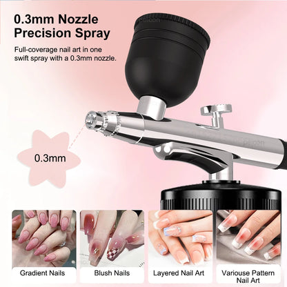 Airbrush Nail with Compressor Portable handheld Airbrush Rechargeable Sprayer Tool for Painting Nails Art Cake Tattoo Make