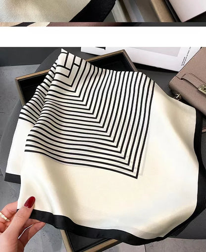 Luxury2025Square Silk Scarf for Women 90*90Hijab Hair Bands Neckerchief Female Satin Shawl Ribbon Headband Fashion Wraps