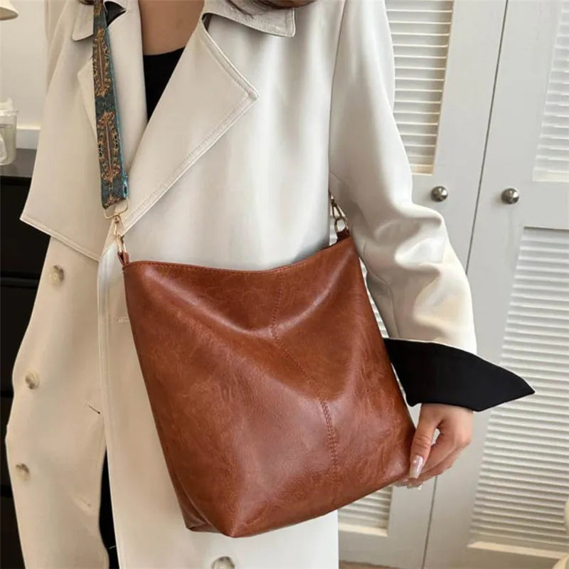 Bohemian Style Women Shoulder Bag, Vintage Wide Strap Crossbody with Intricate Embroidery, Versatile for Casual Commuting Wear