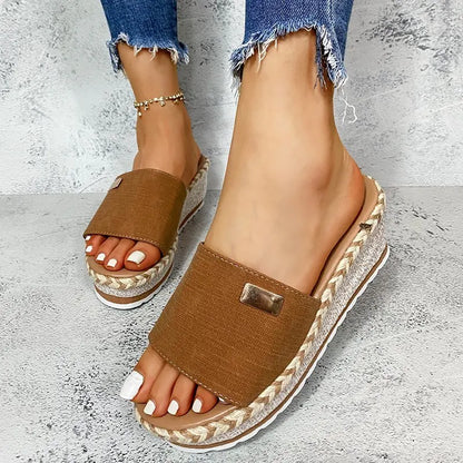 Summer Wedges Slippers Platform High Heels Women Slipper Ladies Outside Shoes Basic Clog Wedge Slipper Flip Flop Sandals