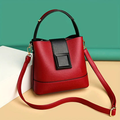 Elegant Solid Color Bucket Bag with Adjustable Shoulder Strap Versatile Crossbody Handbag for Women, Lightweight with Zipper.