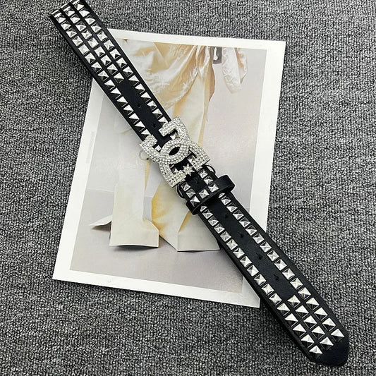 Gothic Punk Letter Rivet Belt Street Dance Style for Men And Women Casual Fashion Accessory Streetwear Hip Hop Waist Belt