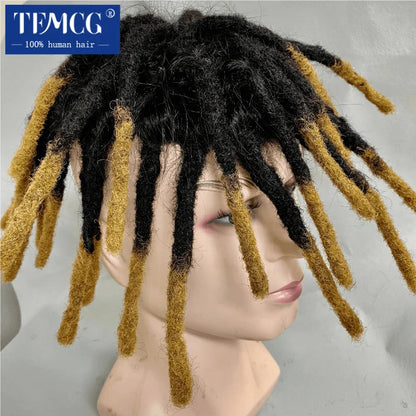 Dreadlock Toupee Men Male Hair Prosthesis Mono Afro Curly Hair System Unit for Black Men 100% Natural Human Hair Men's Wig