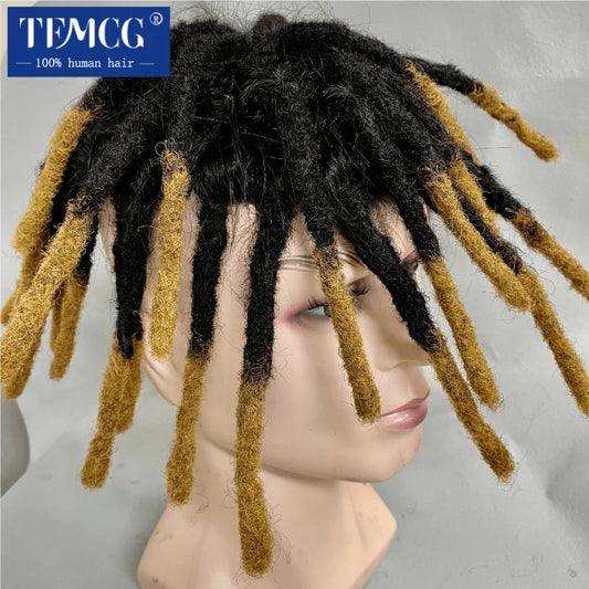 Dreadlock Toupee Men Male Hair Prosthesis Mono Afro Curly Hair System Unit for Black Men 100% Natural Human Hair Men's Wig
