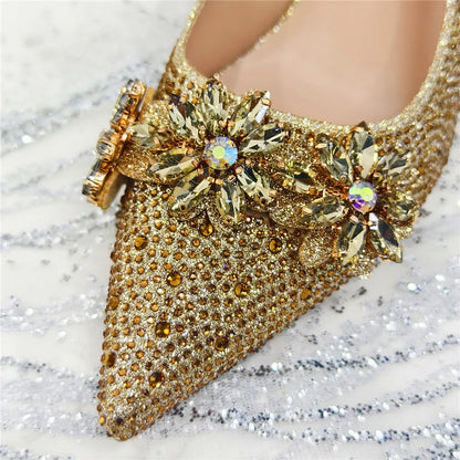 New Arrival African Women Shoes Decorated with Rhinestone Shoes for Women 2025 Designer Luxury Plus Size 43 Wedding Shoes Bride