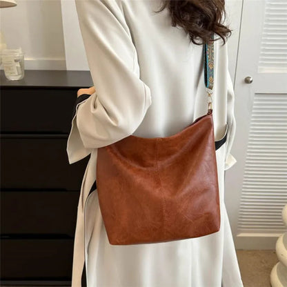 Bohemian Style Women Shoulder Bag, Vintage Wide Strap Crossbody with Intricate Embroidery, Versatile for Casual Commuting Wear