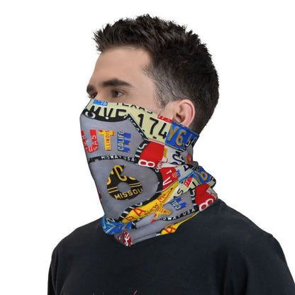 Custom Travel Motorcycle Ride Route 66 Bandana Winter Neck Warmer Windproof Wrap Face Scarf for Hiking Highways Gaiter Headband