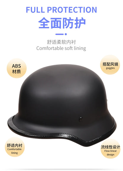 ORZ-309-Soldier Helmet Retro Half Helmet Motorcycle Male and Female Motorcycle Personality German Ladle Helmet Electric Vehicle