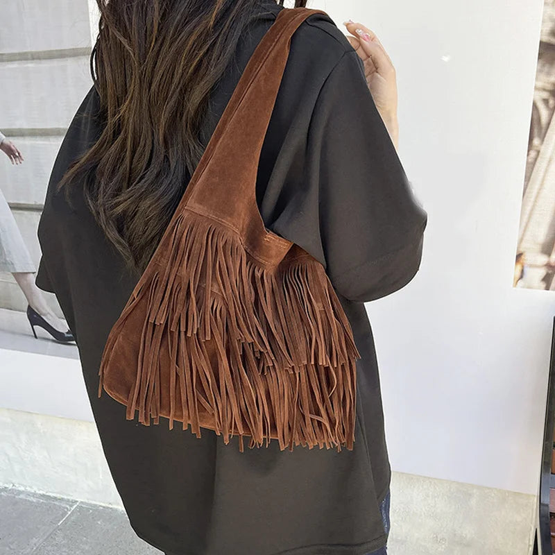 Suede Tassel High Quality Faux Shoulder Bags Fashion Large Capacity Sense of Luxury Popularity Women's Tote Bags Casual New