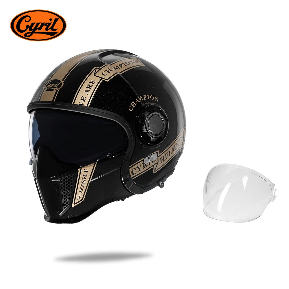 Full Face Open Face Motorcycle Helmet Double Lens Folding Modular Helmet Man Woman Retro Moto Integral Helmet