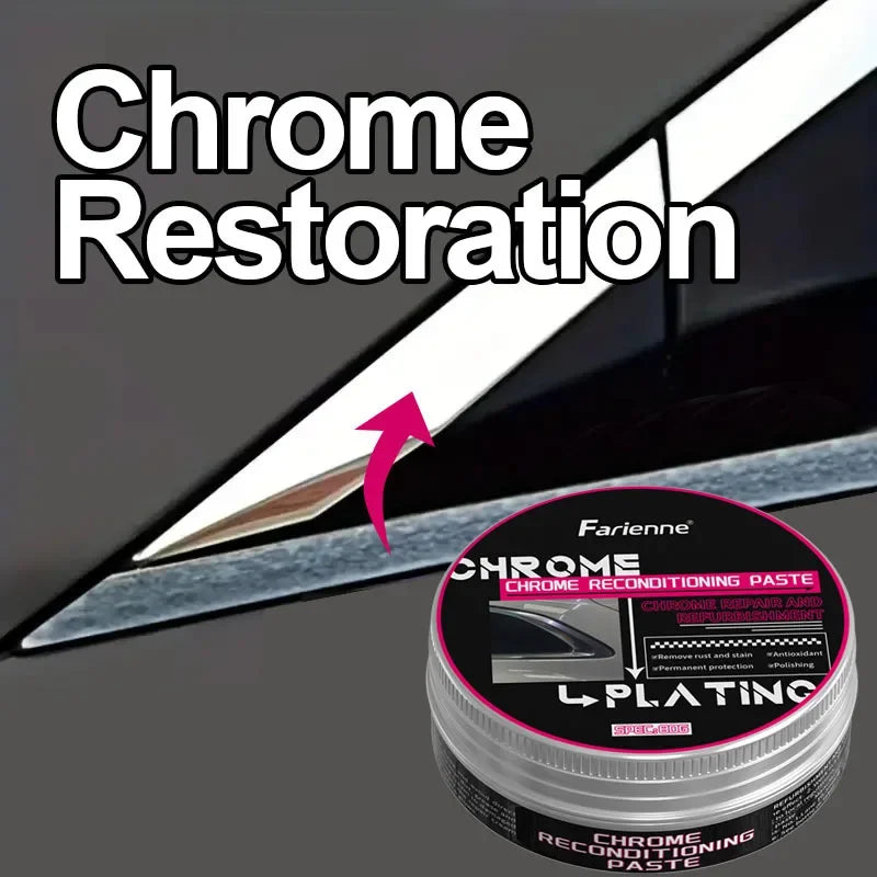 NEW Chrome & Metal Polishing Paste - Car Plating Restoration Cream for Shiny Wheels, Bumpers & MoreChrome & Metal Polishing