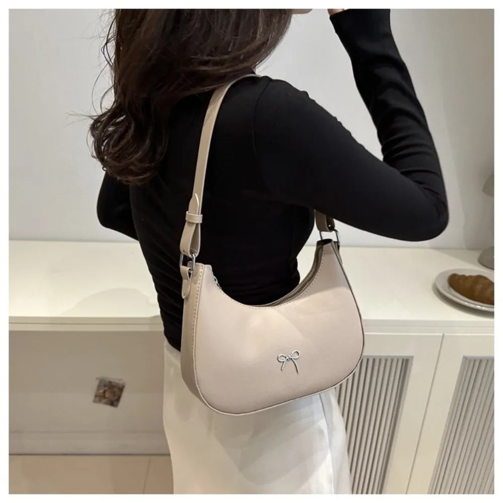 Bowknot Armpit Bag Korean Underarm Bag Luxury PU Leather Y2K Handbag Girls Shoulder Bag