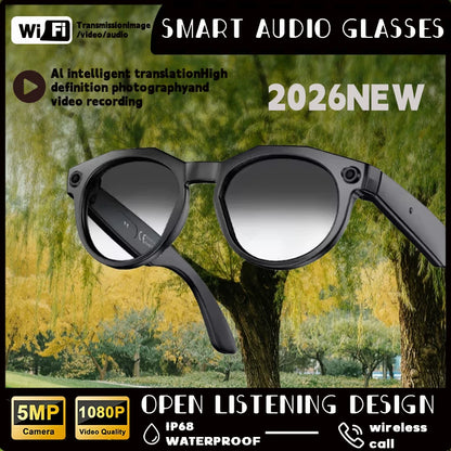 2026 NEW 8K HD AI Smart Glasses Chat GPT 800MP Camera Bluetooth Call AI Translation Voice Assistant Control Sunglasses Women Men