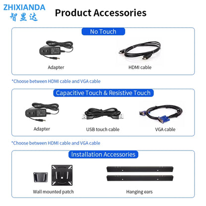 17 Inch Flat True Capacitive Touch Screen Monitor Waterproof Wall Mount Metal Case Industrial Square Display With VGA HDMI USB