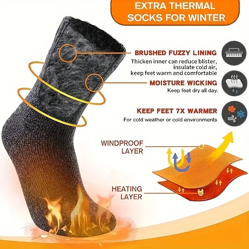 3Pairs Women's Thermal Boot Socks-Thick Warm Soft Cotton Socks for Winter Outdoor Girl Classic Socks Cold Weather Warm Footwear