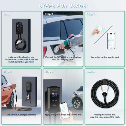 Puppyfc EV Charger 32A 7.6KW Electric Vehicle Car Charger EVSE Wallbox 11KW 22KW 3Phase Type2 5m IEC62196-2 Socket APP Control