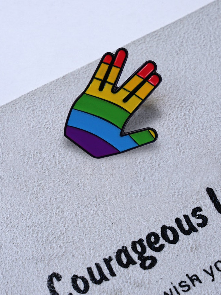 Rainbow Vulcan Salute Enamel Pin LGBTQIA+ Pride Brooch Star X Trek Badge Backpack Decoration Jewelry Accessories