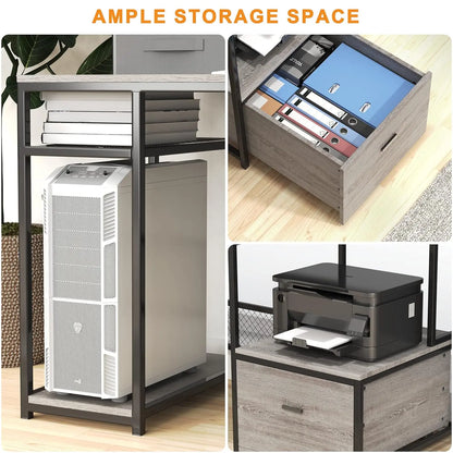 Home Office Desks with Drawers, 66'' Computer Desk with Storage, Office Desk with Monitor Stand, Work Desk with, Customized