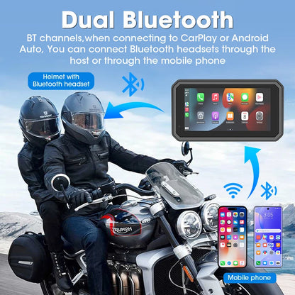 6.25 Inch Portable Quick Disassembly Motorcycle Carplay Android Auto GPS for Moto Navigation IP67 Waterproof IPS Display TPMS