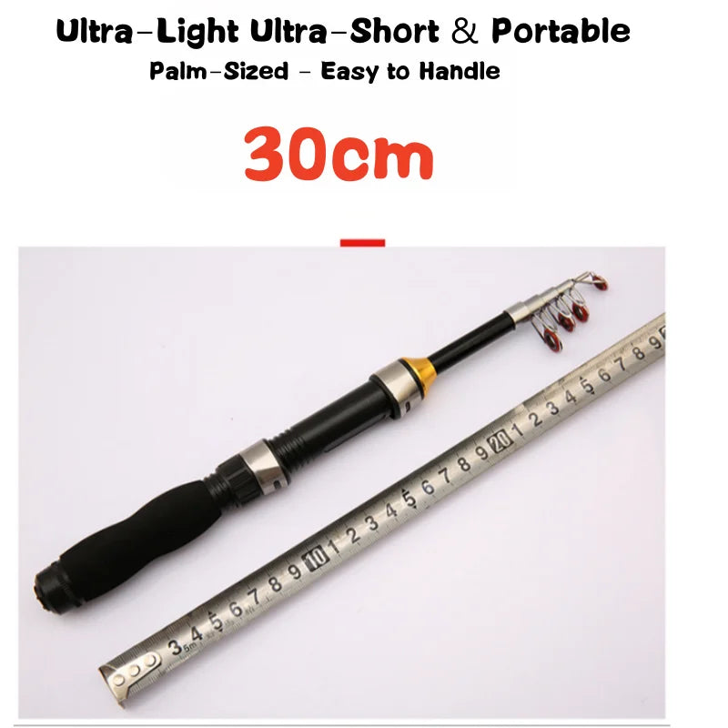 1.0-2.3M Ultra Short Small Sea Fishing Rod with Fishing Wheel Telescopic Ultra Short Cross Sectional Fiberglass Rod Set