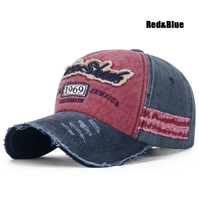 Scratched Brushed Patch Letter Embroidery Distressed Adjustable Cotton Hard Top Baseball Cap Sun Hat Trucker Caps Dad Hats