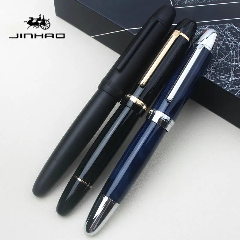 Glacier Blue Black Red JINHAO X169 Fountain Pen Metal Thick Barrel Comfort Grip Calligraphy Pen Replaceable Ink Cartridge Office