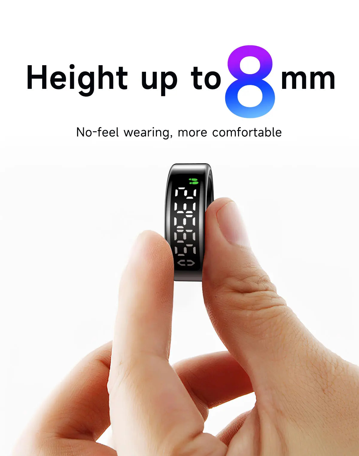 Smart Ring + Case Display Screen Touch Health Monitor Gesture Swipe Video/Brush Tiktok 5ATM Waterproof Smartring for Men Women