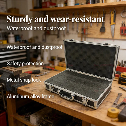 Heavy Duty Aluminum Tool Box with Safety Locks Impact-Resistant Exterior and Protective Sponge Interior for secure Tools Storage