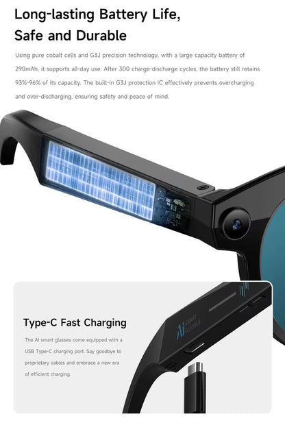 Xiaomi 8K HD AI Smart Camera Glasses Translation Camera Glasses Multifunctional Bluetooth Calling Voice Assistant Music Player