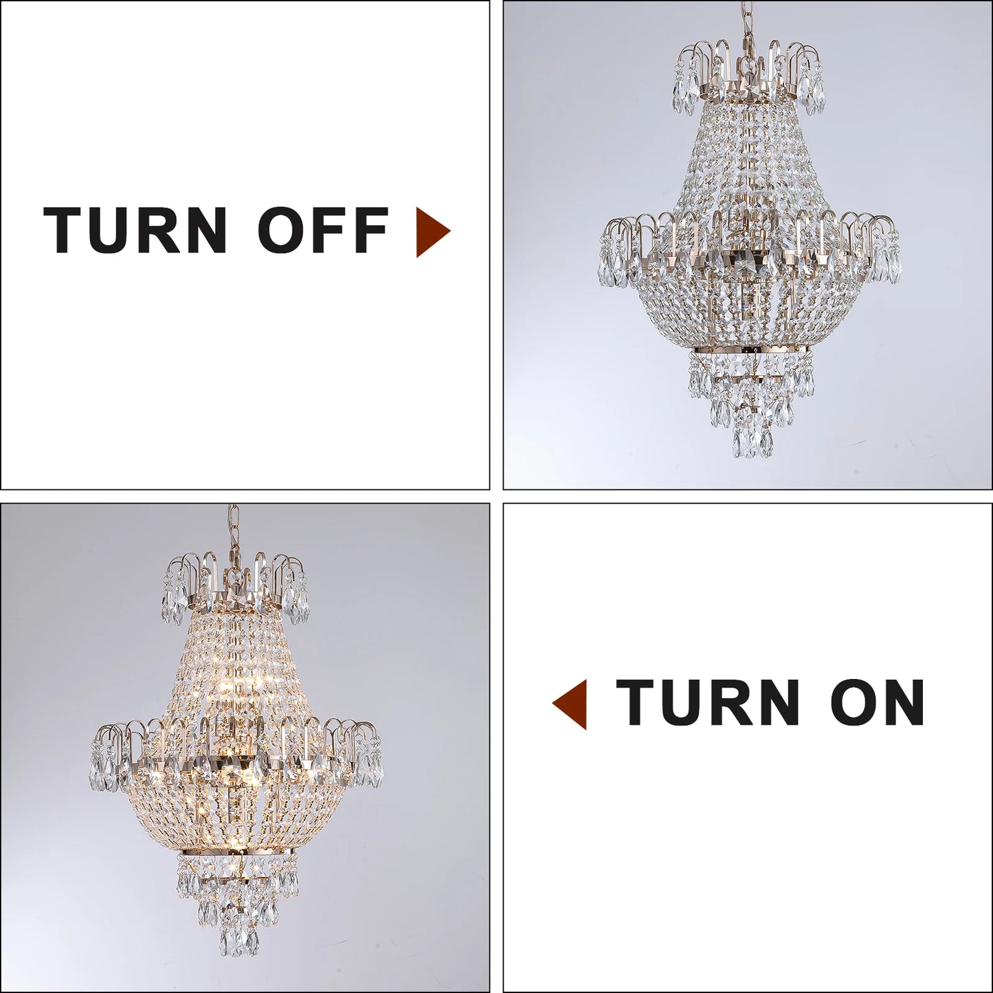 ARLGSITE Luxury Gold Crystal Chandelier Elegant Dazzling K9 Crystals Ceiling Light for Living Room Dining Room Hallway-Gold