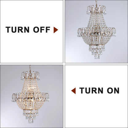 ARLGSITE Luxury Gold Crystal Chandelier Elegant Dazzling K9 Crystals Ceiling Light for Living Room Dining Room Hallway-Gold