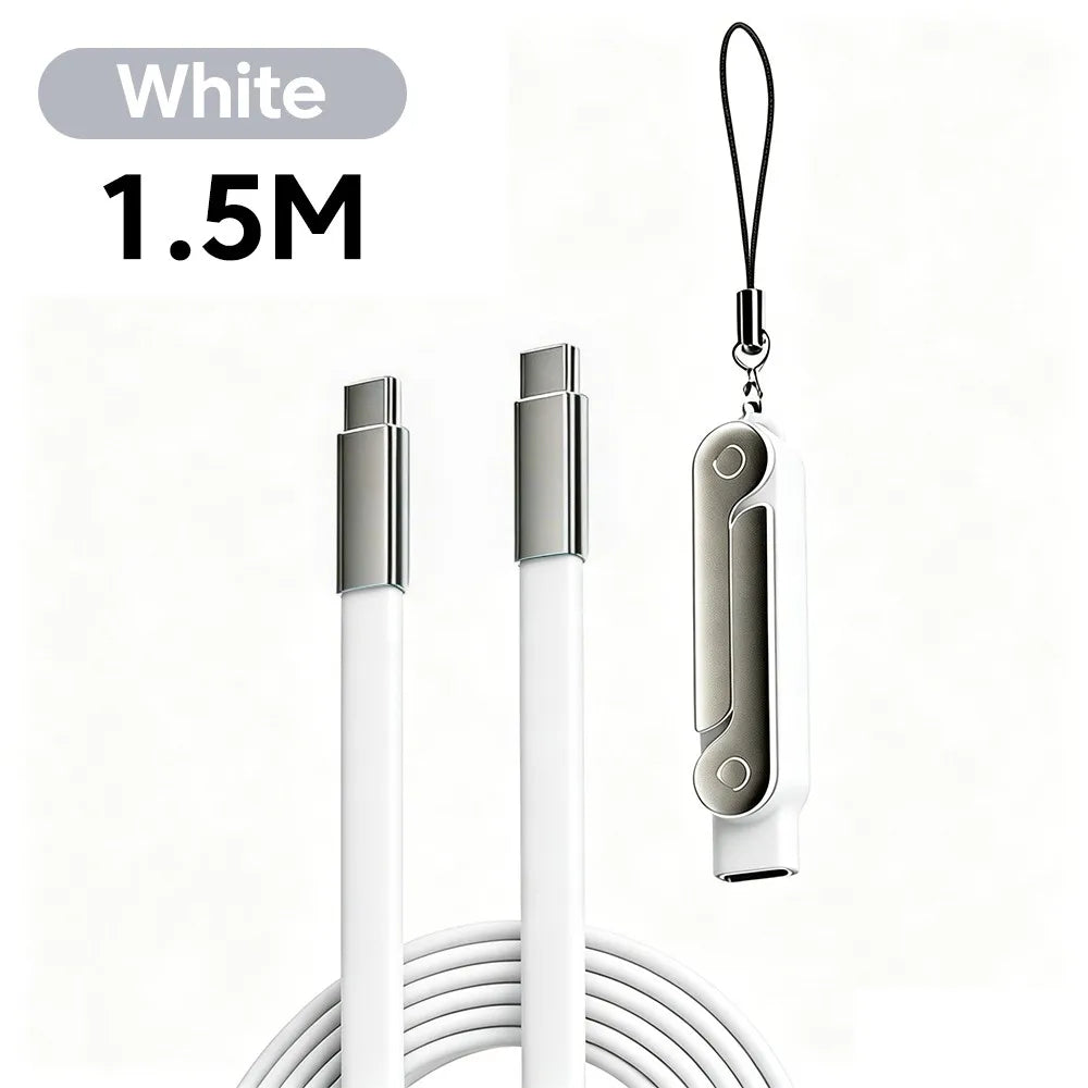 2-IN-1 Type-C Cable Foldable Mobile Phone Holder 240W Fast Charging Data Cable USB C TO USB C Phone Charge Bracket Dual PD cable