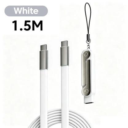 2-IN-1 Type-C Cable Foldable Mobile Phone Holder 240W Fast Charging Data Cable USB C TO USB C Phone Charge Bracket Dual PD cable