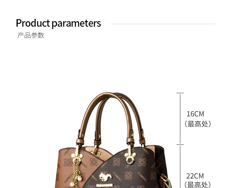 Luxury Brand Designer Women'S Handbag Leather Printed Shoulder Bag Large Capacity Classic Retro Crossbody Bag Commuting Tote Bag