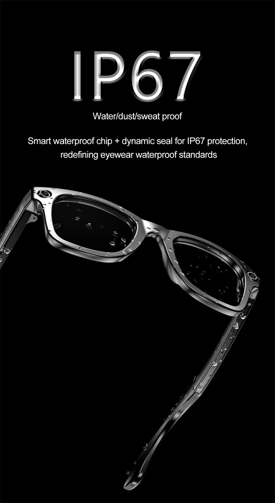 LIGE AI Camera Glasses Wireless Smart Sunglasses with Camera Bluetooth Call Music Glasses Video Sound Recording Antiblue Glasees