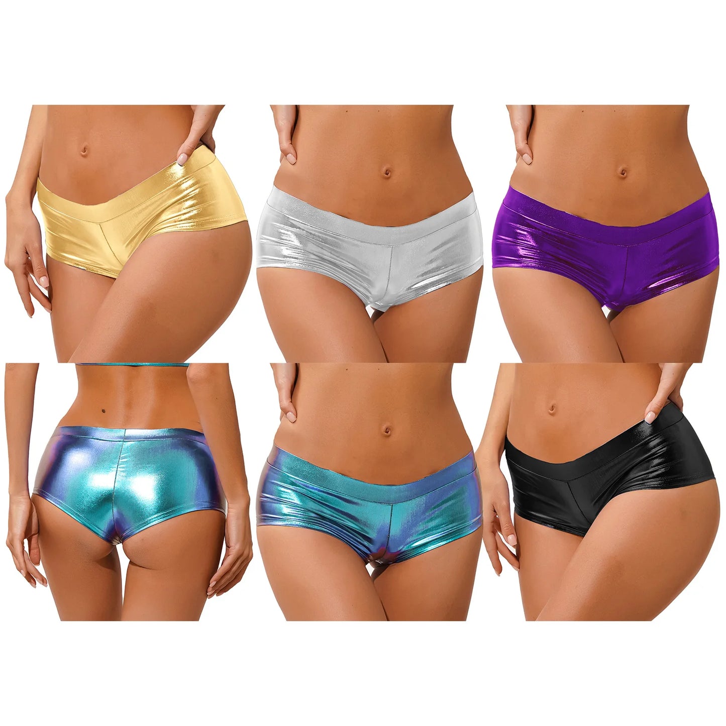Women's Shiny Faux Leather Shorts Hot Pants Low Waist Pole Dance Bottoms for Woman Rave Party Festivals Carnival Club Costumes